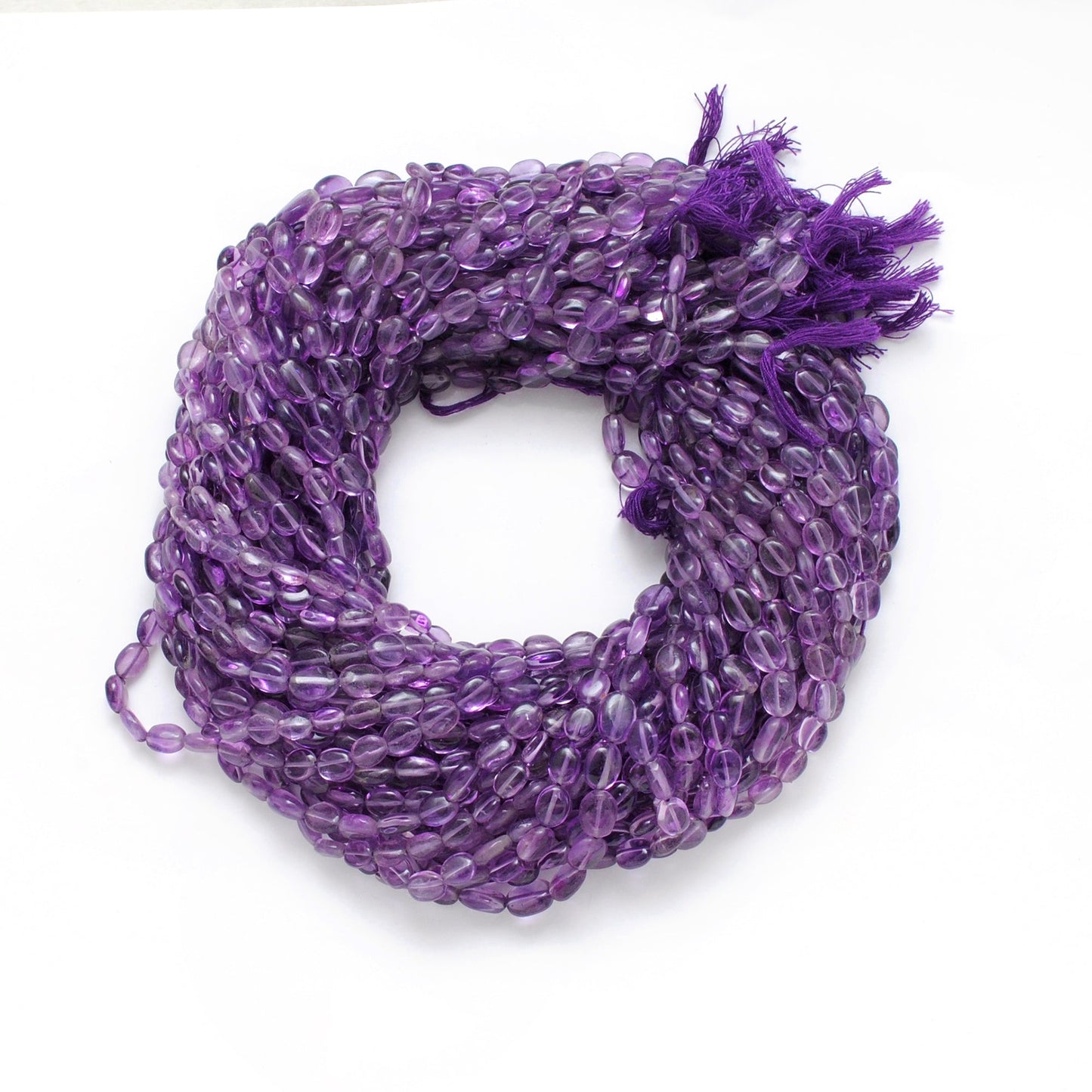 Natural Amethyst Oval Beads – 6x8mm to 7x9mm – 14-Inch Strand – Loose Gemstone for Jewelry Making