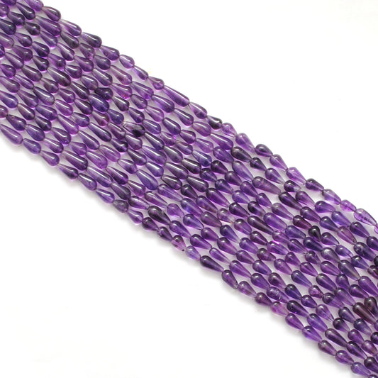 Natural Amethyst Drop Gemstone Beads, Multi-Size (4x7mm - 5x12mm), 14" Strand - view 3