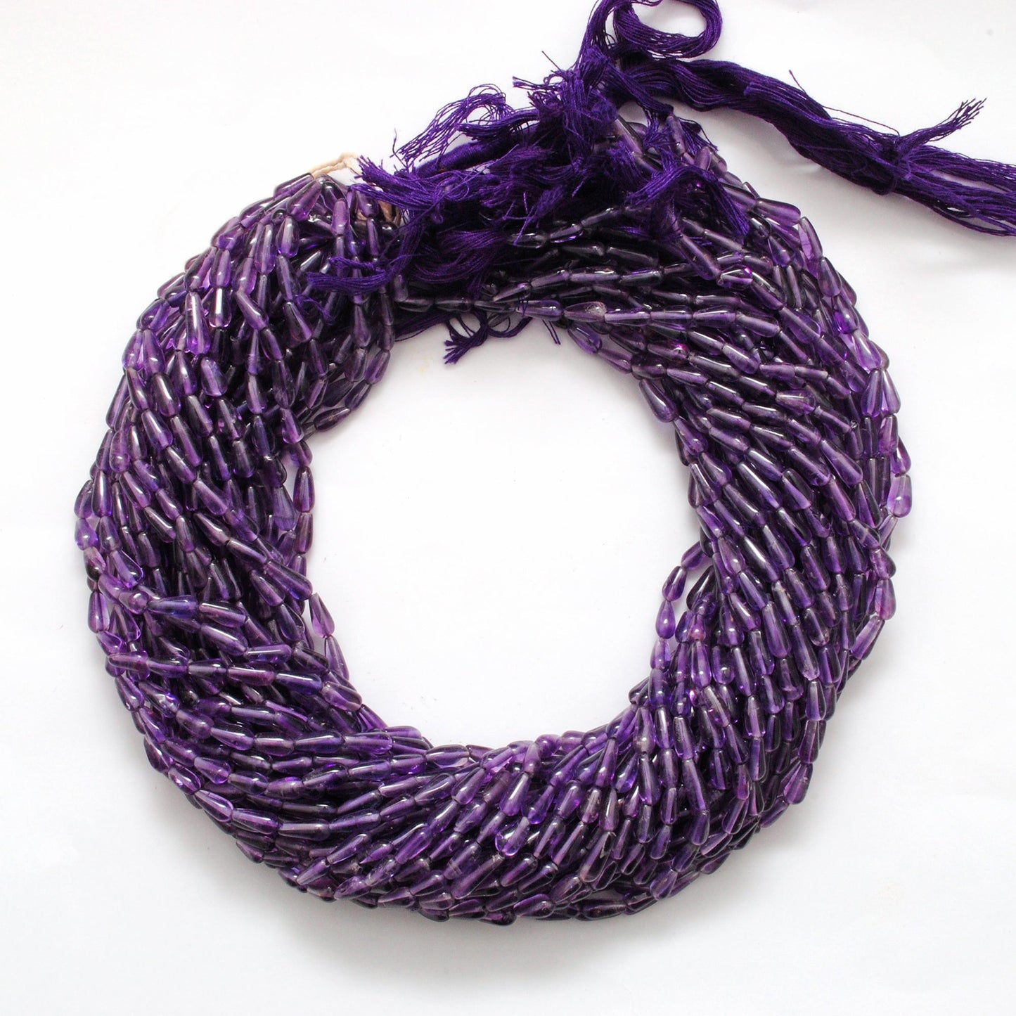 Natural Amethyst Drop Gemstone Beads, Multi-Size (4x7mm - 5x12mm), 14" Strand