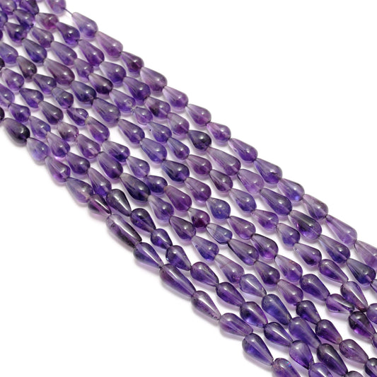 Natural Amethyst Drop Gemstone Beads – Side Drilled for DIY Jewelry Making (Mixed Sizes) 14" Strand