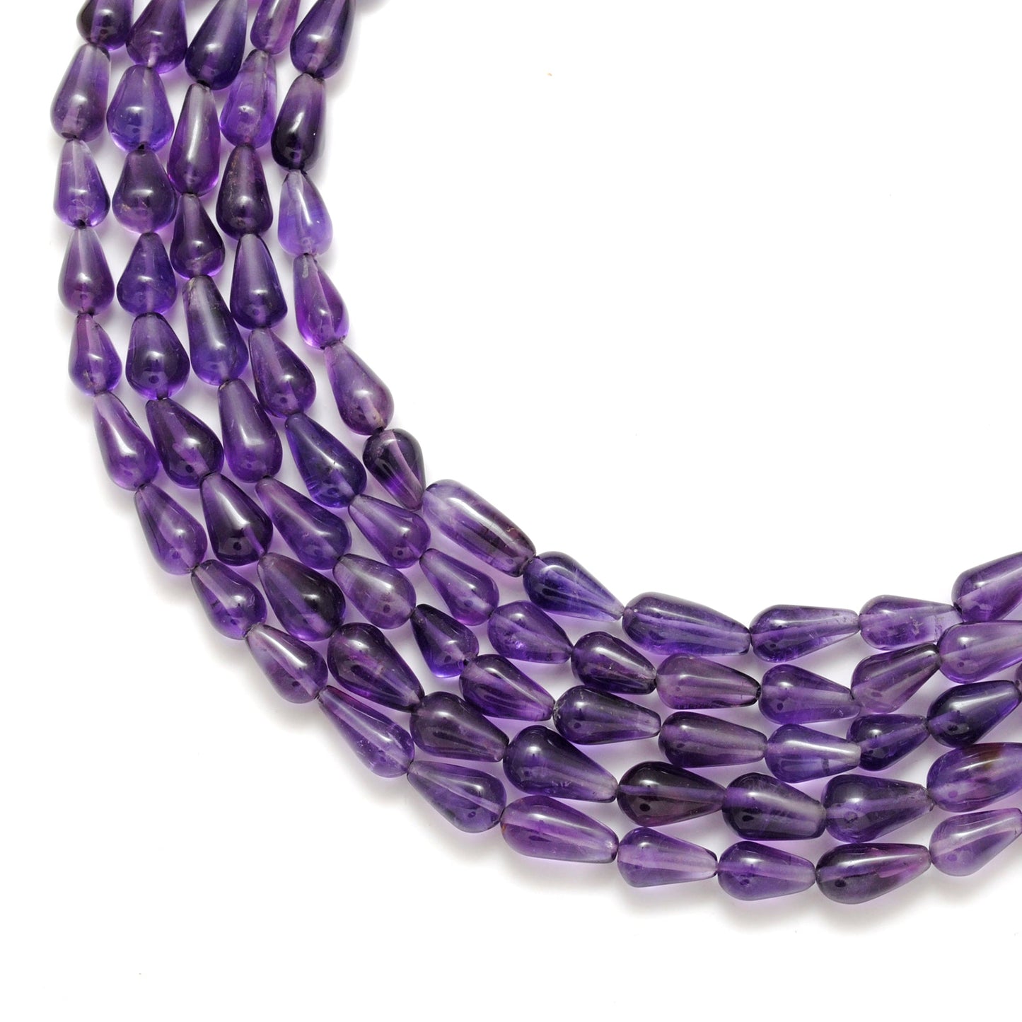 Natural Amethyst Drop Gemstone Beads – Side Drilled for DIY Jewelry Making (Mixed Sizes) 14" Strand