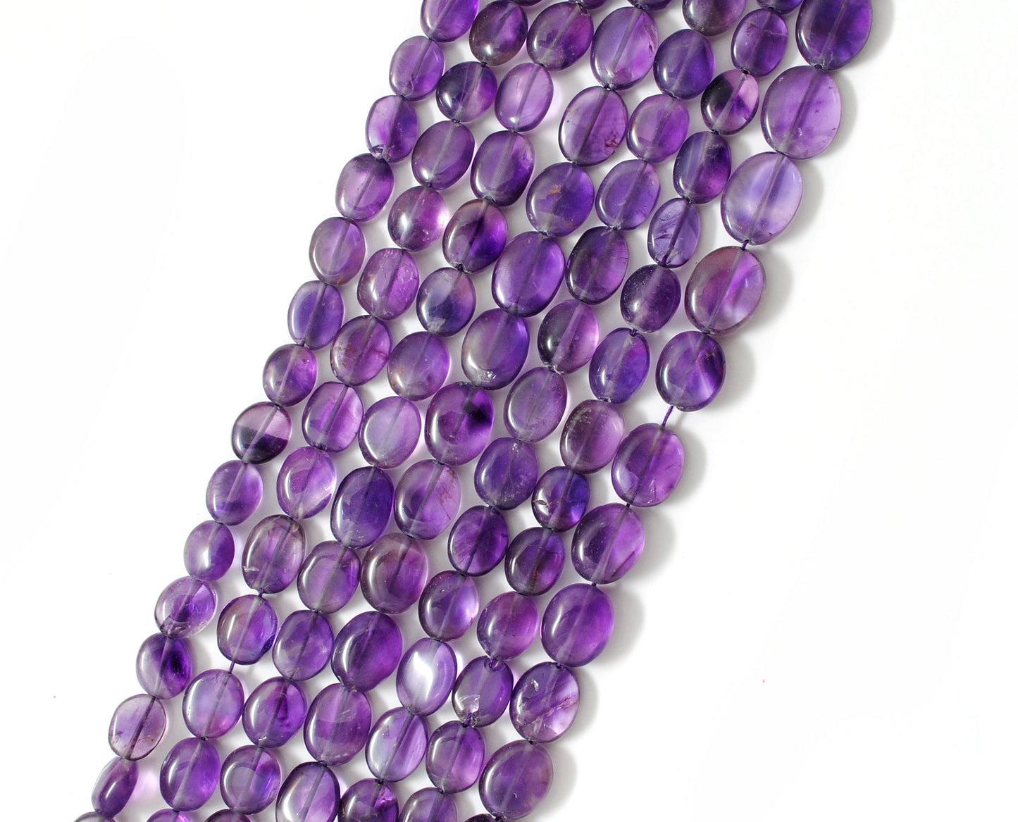 Natural Amethyst Oval Beads, 6x7–8x9mm Mixed Size, 15-Inch Strand – Wholesale Gemstone Beads for Jewelry Making