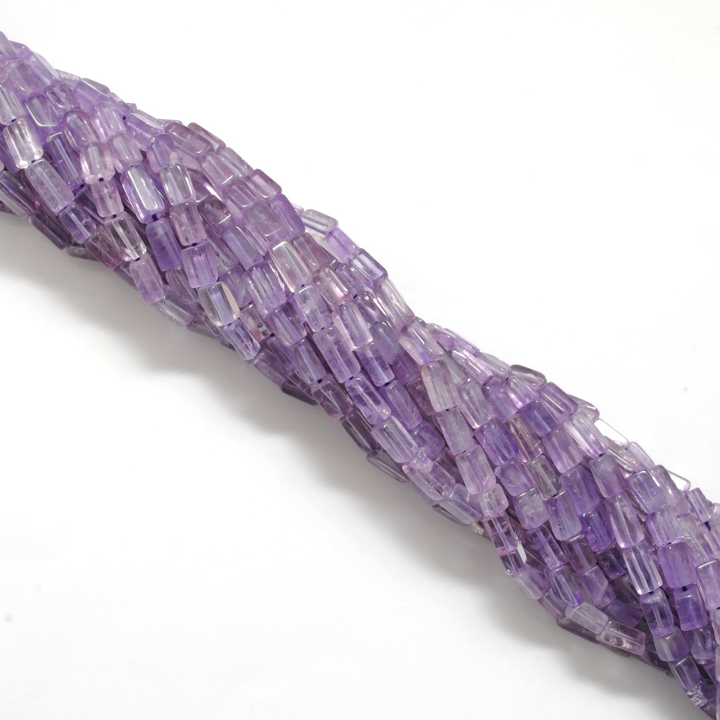 Natural Amethyst Cube Gemstone Beads, 3x5–5x9mm Mixed Size – Center Drilled, 15-Inch Strand for DIY Jewelry Making