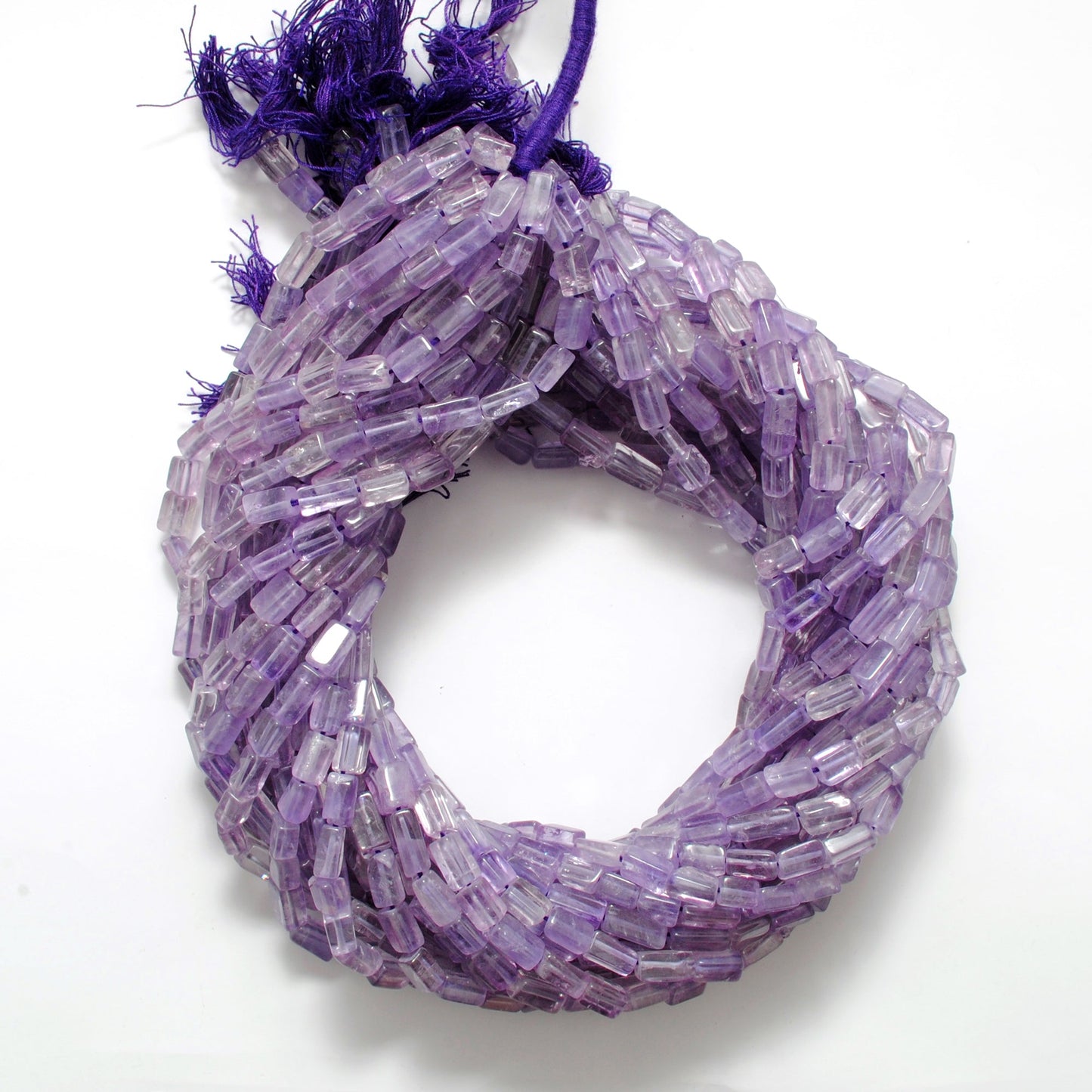 Natural Amethyst Cube Gemstone Beads, 3x5–5x9mm Mixed Size – Center Drilled, 15-Inch Strand for DIY Jewelry Making