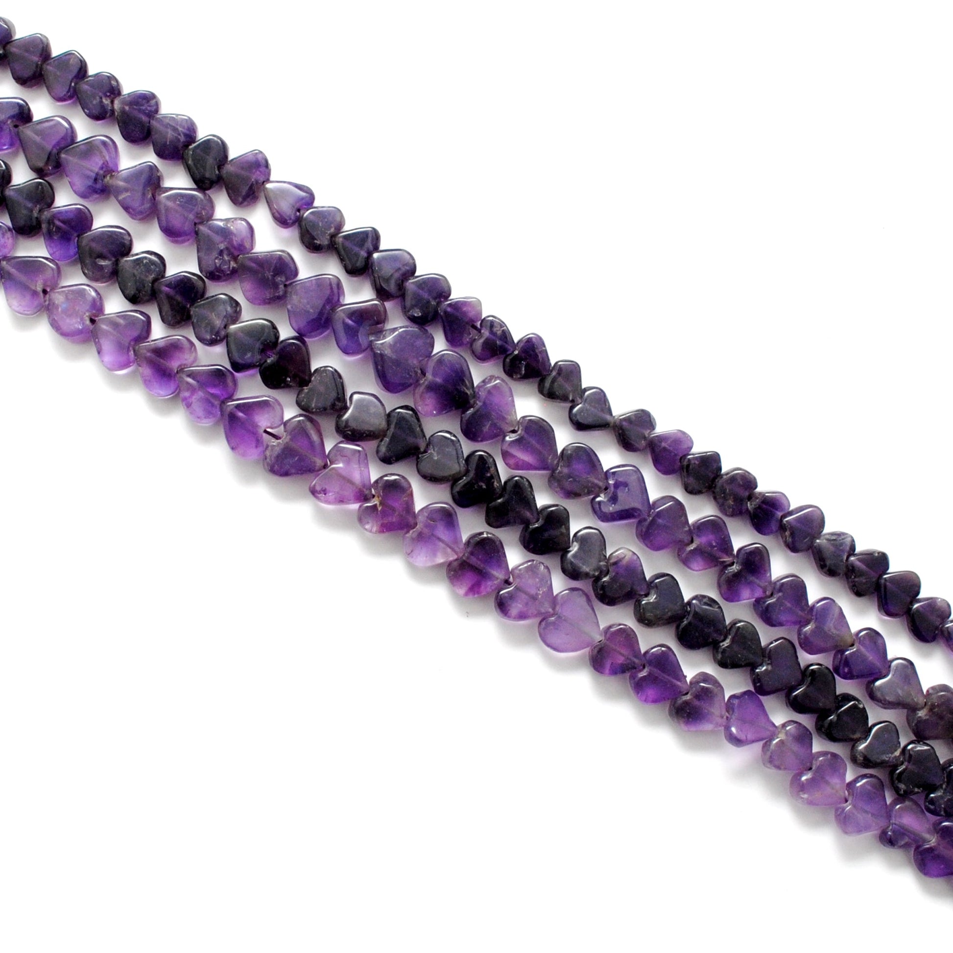 AAA Natural Amethyst Heart-Shaped Beads, 7-12mm Size, 16-Inch Strand, Deep Purple Gemstones for Handmade Jewelry Making