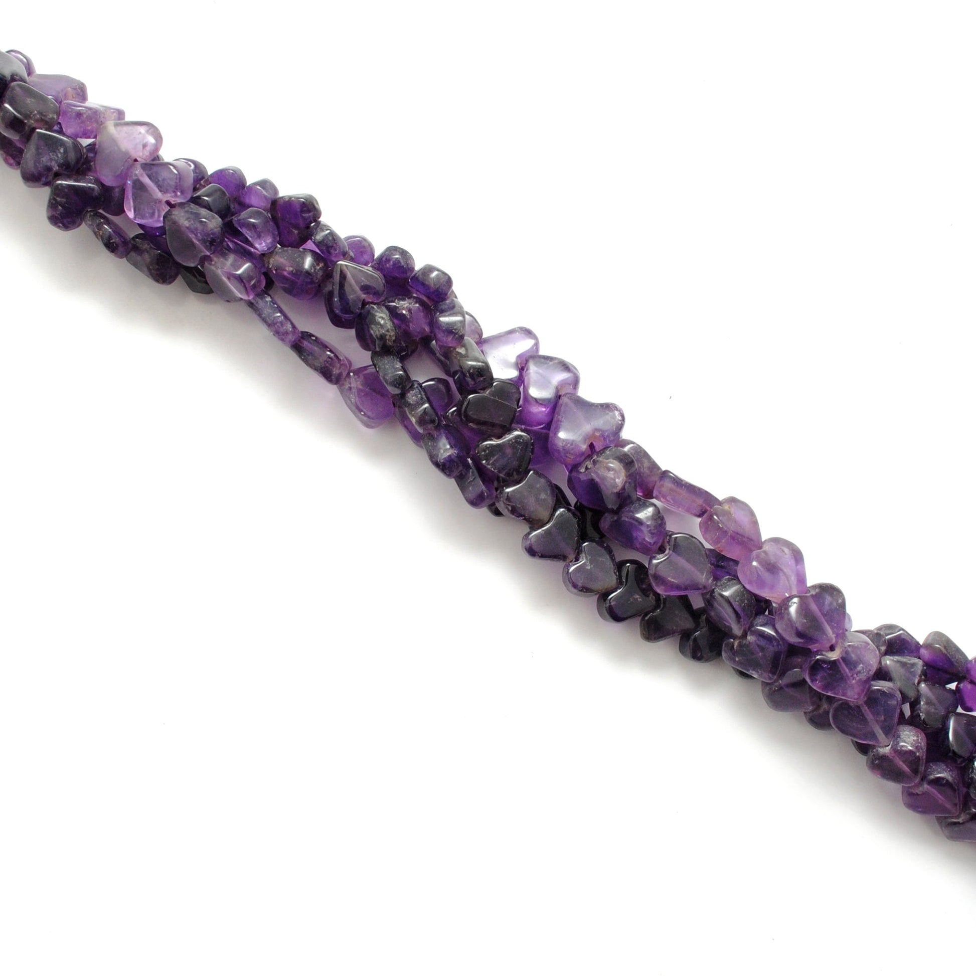 AAA Natural Amethyst Heart-Shaped Beads, 7-12mm Size, 16-Inch Strand, Deep Purple Gemstones for Handmade Jewelry Making