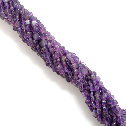 Natural Amethyst Coin Beads – 6-7mm, Center Drilled, 16" Strand DIY Jewelry Making - view 3