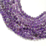 Natural Amethyst Coin Beads – 6-7mm, Center Drilled, 16" Strand DIY Jewelry Making