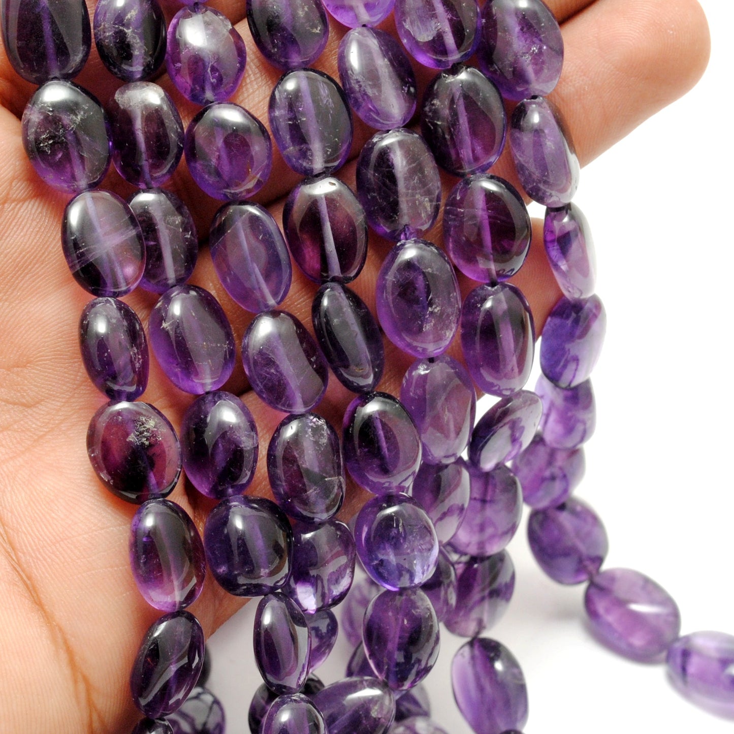 Natural Amethyst Nugget Beads, 8x11–12x18mm Mixed Size – 15-Inch Strand for DIY Jewelry Making