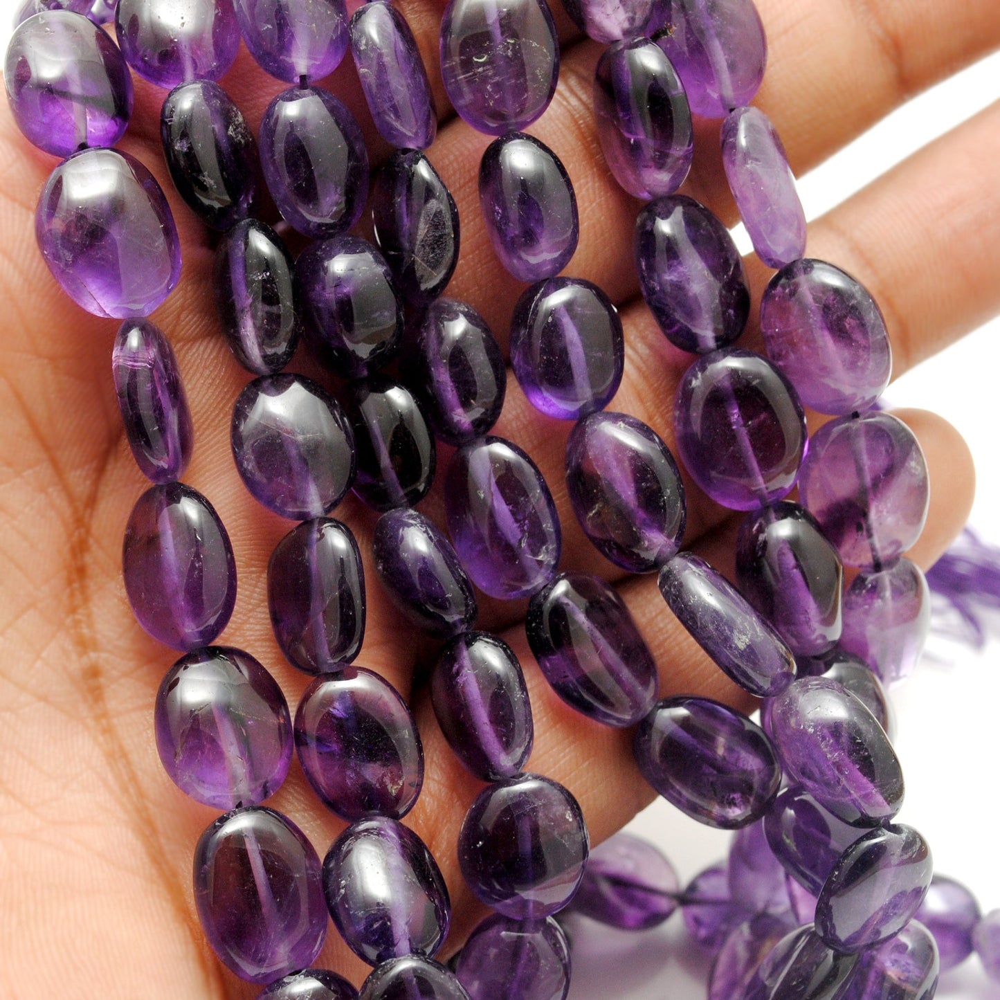 Natural Amethyst Nugget Beads, 8x11–12x18mm Mixed Size – 15-Inch Strand for DIY Jewelry Making
