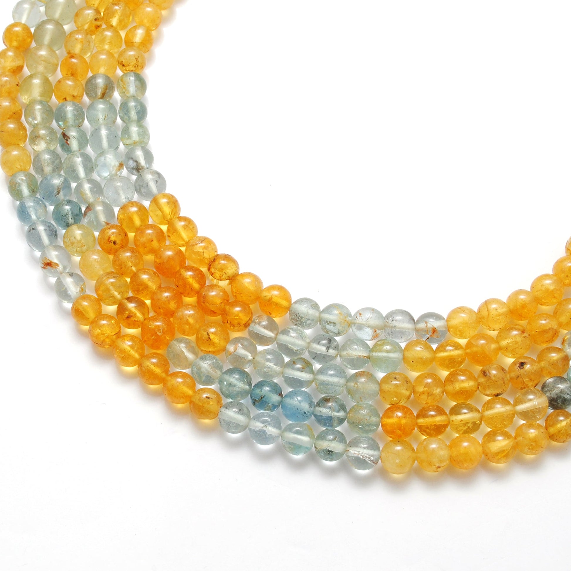 "5.5–6mm natural aquamarine round beads, 15-inch strand, approx. 65 polished gemstones, 18g weight, for handmade healing jewelry