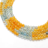 "5.5–6mm natural aquamarine round beads, 15-inch strand, approx. 65 polished gemstones, 18g weight, for handmade healing jewelry