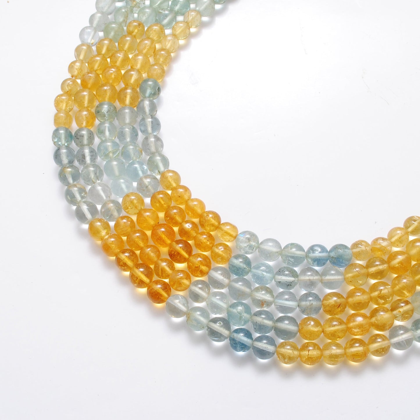 6–7mm aquamarine beads strand, 15-inch, round natural gemstones with A and B design variations, 58 pcs, 22g weight for jewelry making