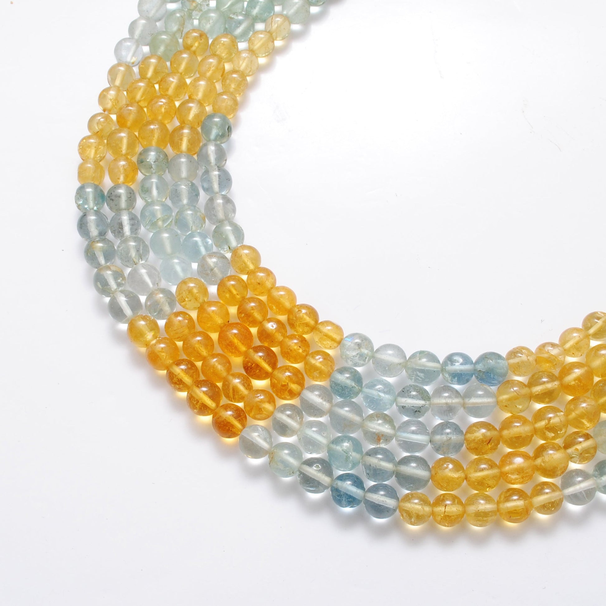 6–7mm aquamarine beads strand, 15-inch, round natural gemstones with A and B design variations, 58 pcs, 22g weight for jewelry making
