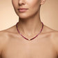 Shaded Ruby Faceted Rondelle Gemstone Necklace, 18-Inch Pearl & Sterling Silver Jewelry