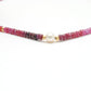 Shaded Ruby Faceted Rondelle Gemstone Necklace, 18-Inch Pearl & Sterling Silver Jewelry