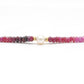 Natural Shaded Ruby Beaded Silver Necklace – Faceted Rondelle Gemstones