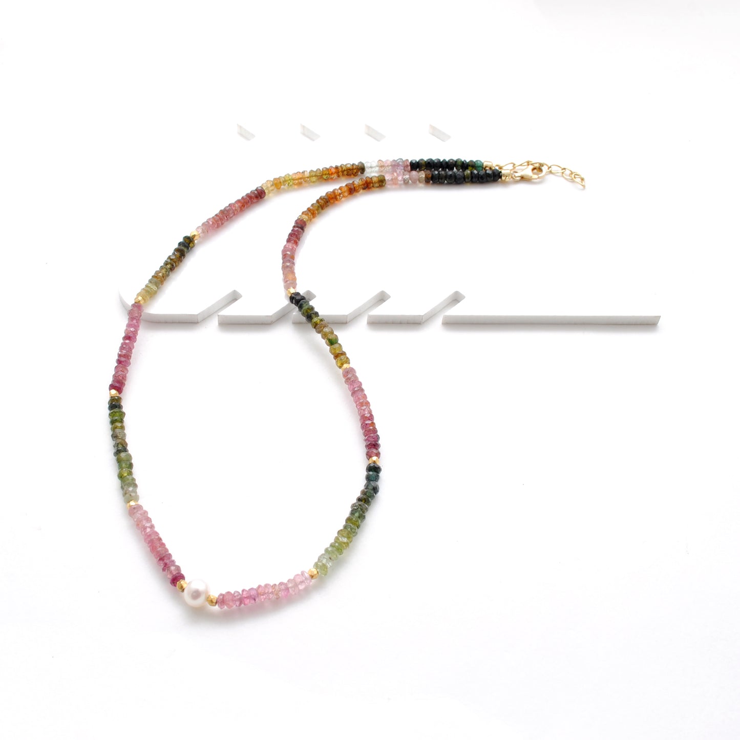 925 Sterling Silver Multi Tourmaline Gemstone Beaded Choker Necklace