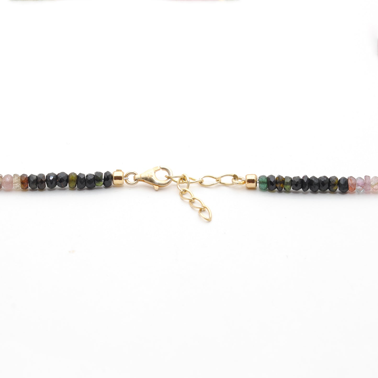 925 Sterling Silver Multi Tourmaline Gemstone Beaded Choker Necklace