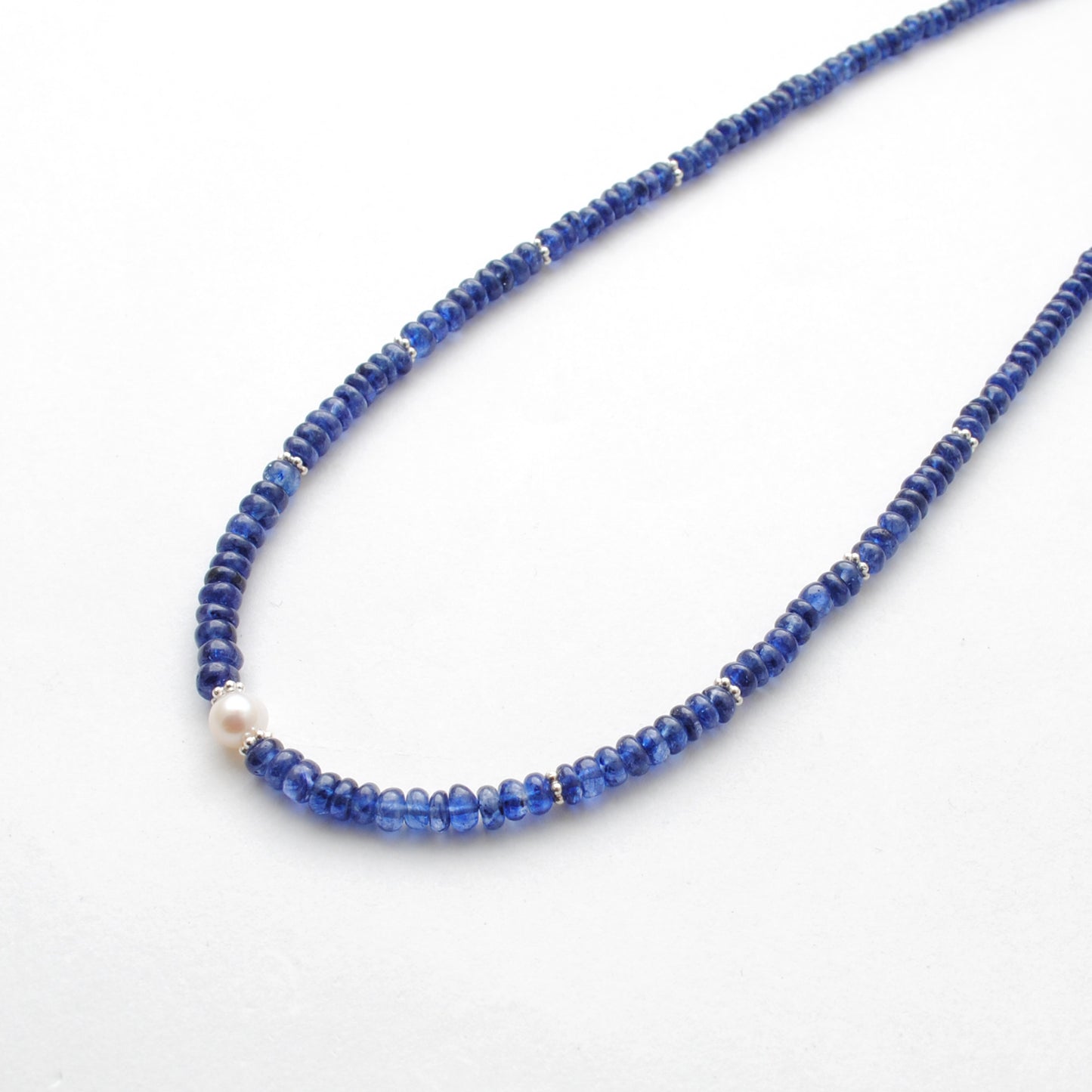 Natural Blue Sapphire Rondelle Beaded Necklace – 18" 925 Sterling Silver Choker