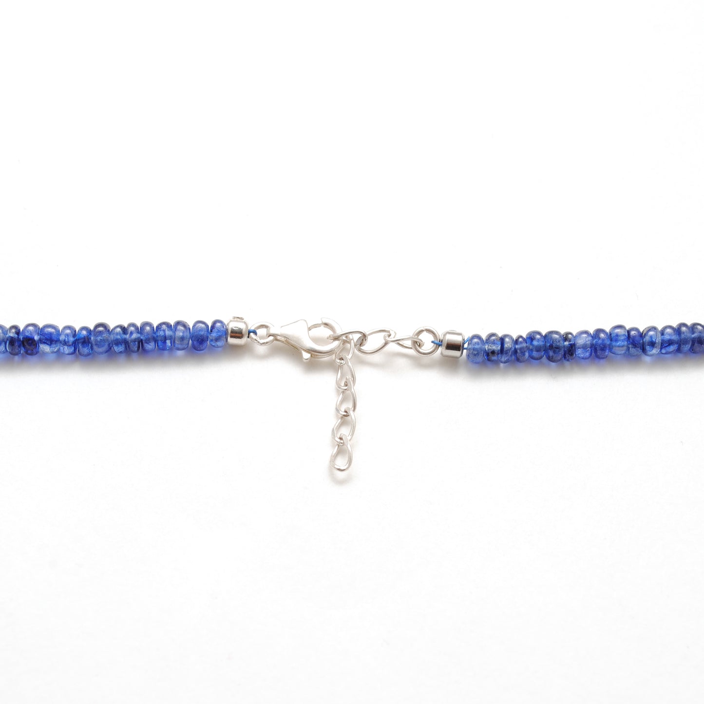 Natural Blue Sapphire Rondelle Beaded Necklace – 18" 925 Sterling Silver Choker