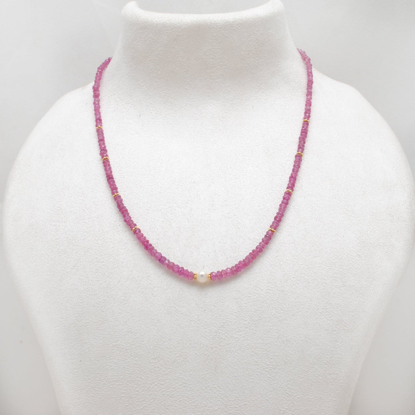 Natural Ruby Faceted Beaded Gemstone Necklace, 925 Sterling Silver, Handmade Jewelry Gift for Her