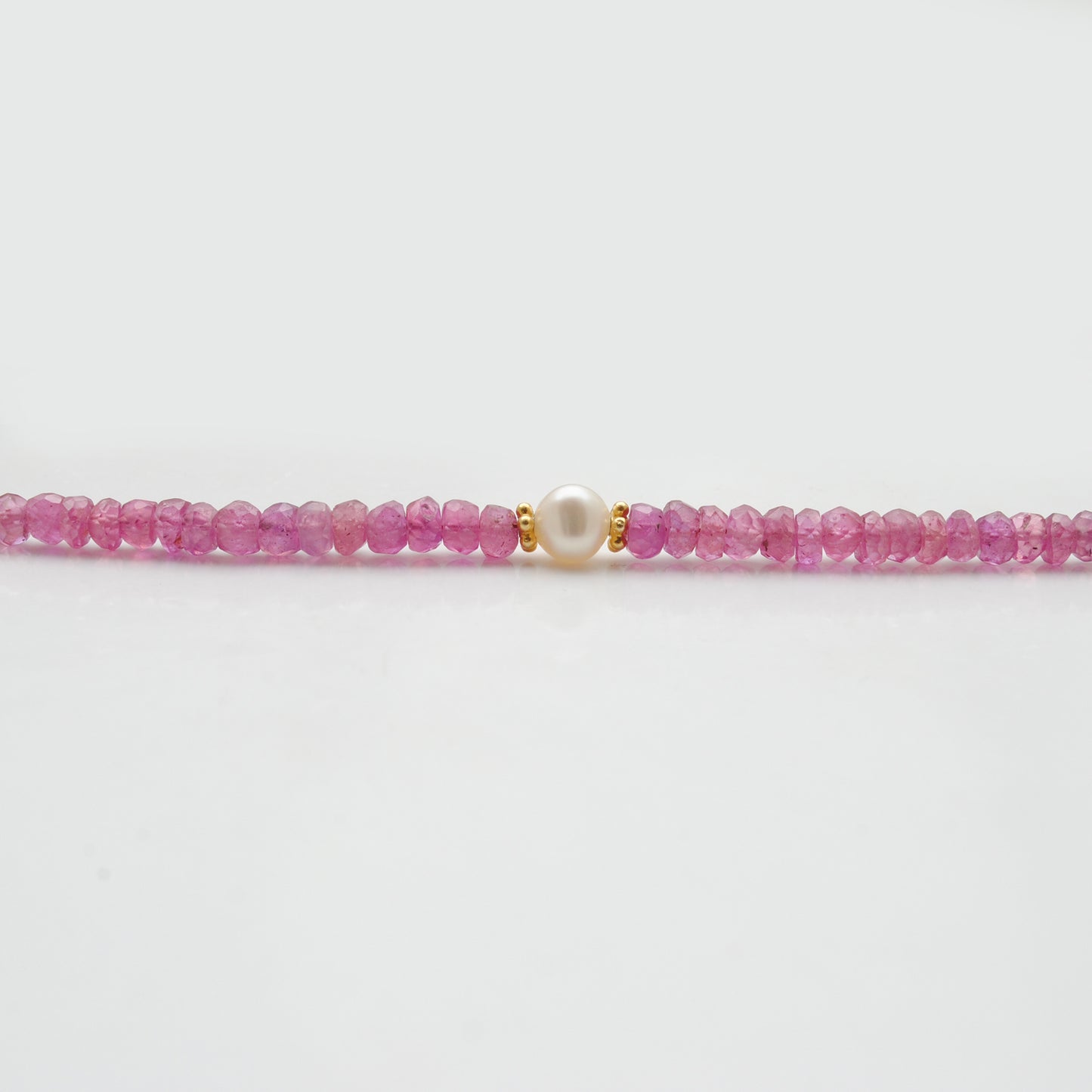 Natural 3-4mm Ruby and 6mm Pearl Beaded 925 Silver Necklace