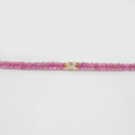 Natural 3-4mm Ruby and 6mm Pearl Beaded 925 Silver Necklace - view 3