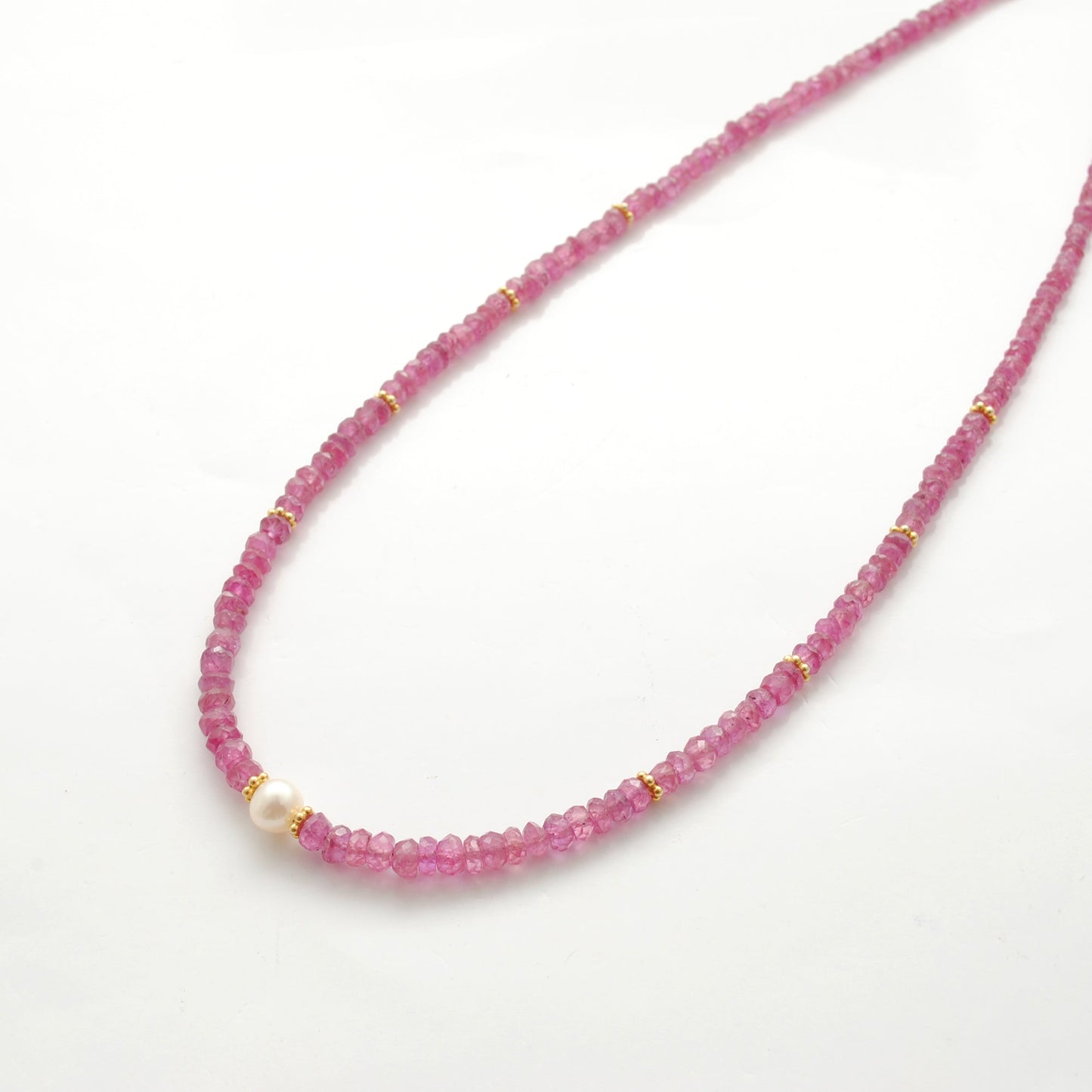 Natural Ruby Faceted Beaded Gemstone Necklace, 925 Sterling Silver, Handmade Jewelry Gift for Her