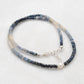 Shaded Blue Sapphire and Pearl Faceted Beaded Necklace, 925 Silver, Gift for Her