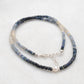 Shaded Blue Sapphire and Pearl Faceted Beaded Necklace, 925 Silver, Gift for Her