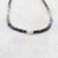 Shaded Blue Sapphire and Pearl Faceted Beaded Necklace, 925 Silver, Gift for Her