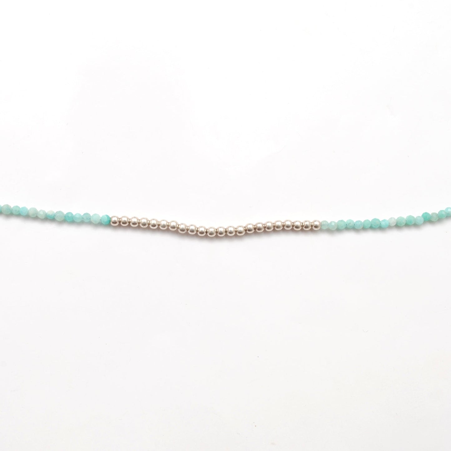 Amazonite Faceted Silver Charm Necklace 18"