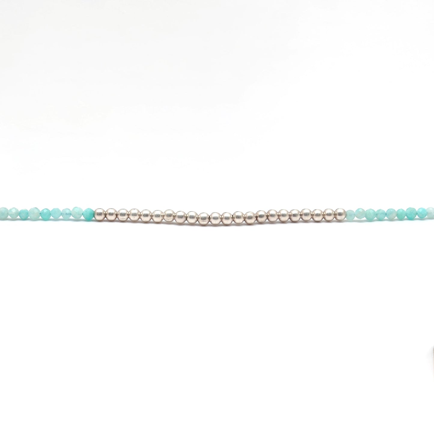 Amazonite Faceted Silver Charm Necklace 18"