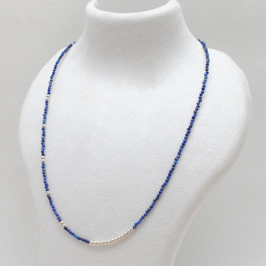 Lapis Lazuli Gemstone Beaded – 925 Silver Necklace