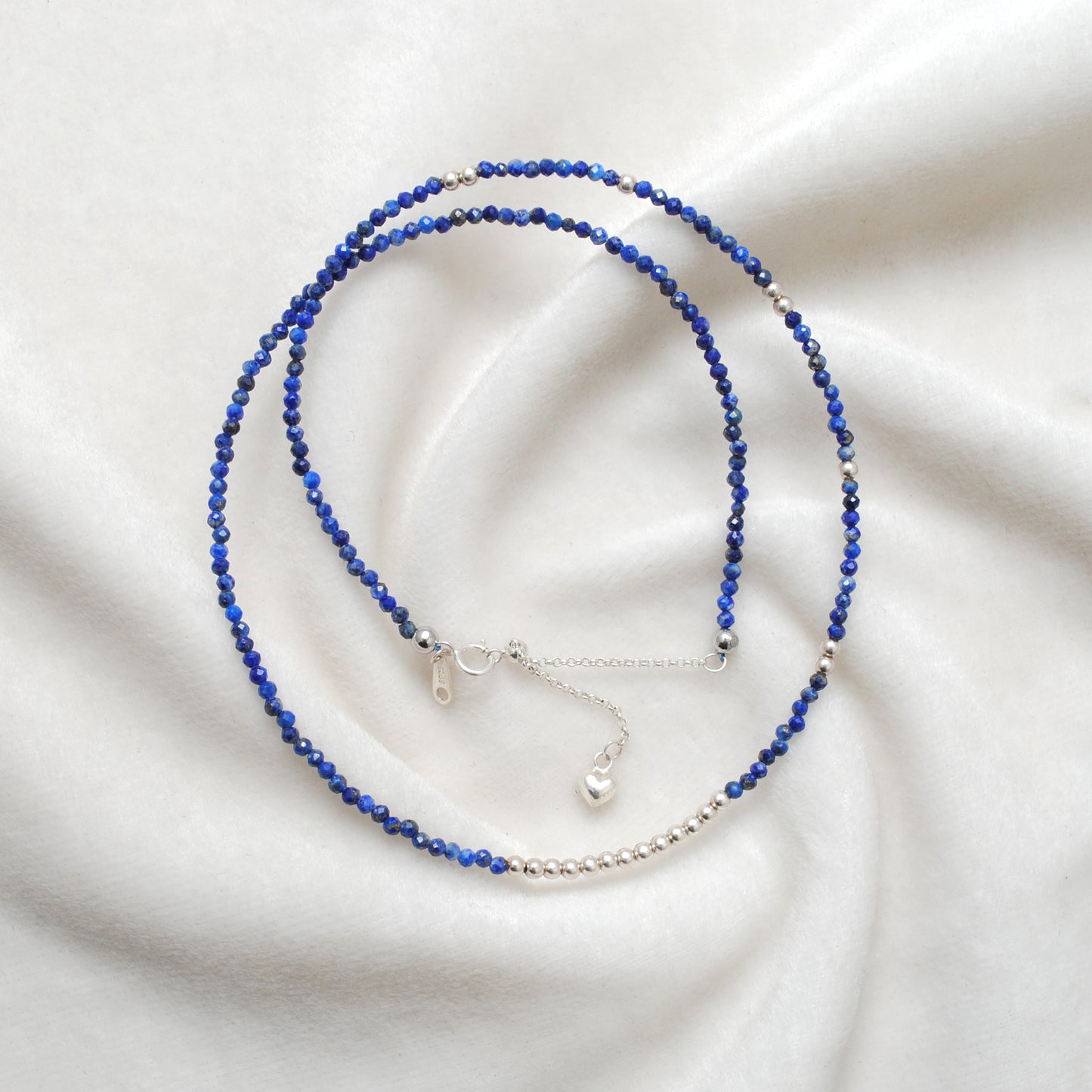 Lapis Lazuli Gemstone Beaded – 925 Silver Necklace