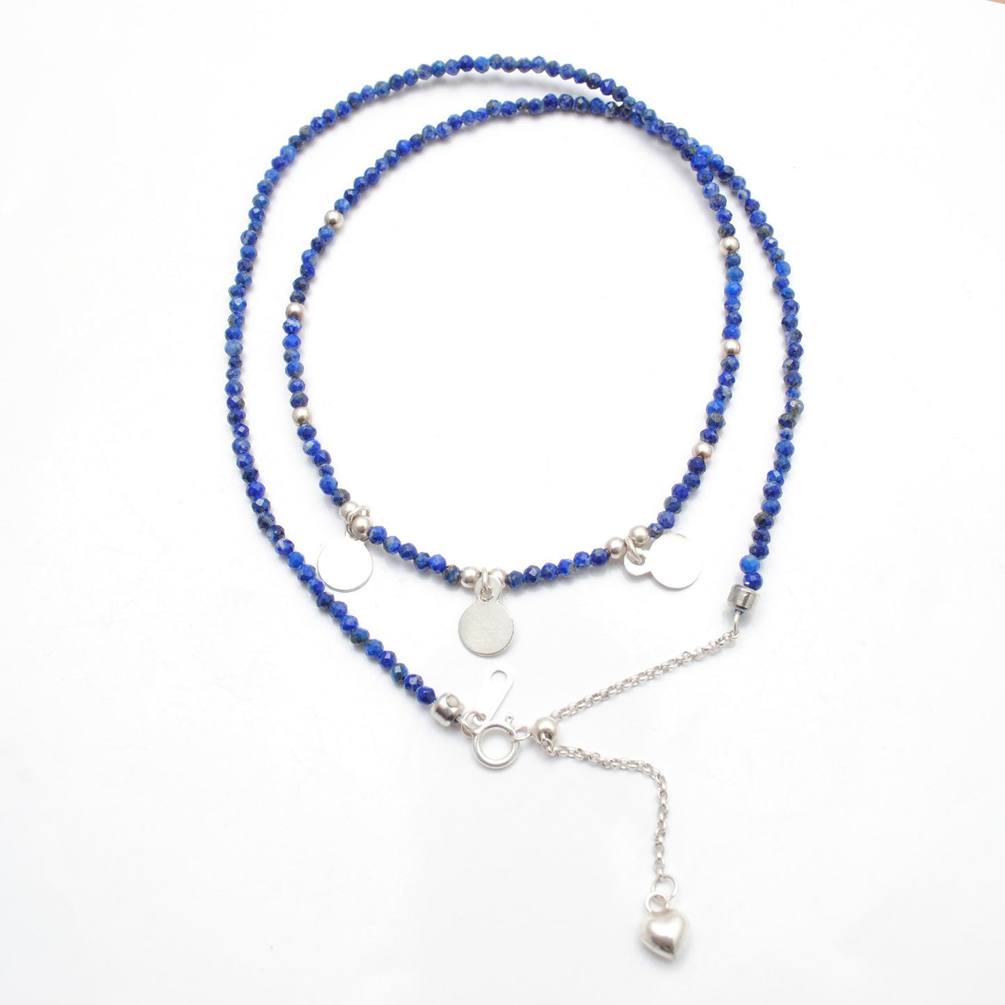 18" Natural Lapis Lazuli & Emerald Necklace – 2mm Faceted Gemstone Beads