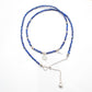 Lapis Lazuli Gemstone Beaded Silver Charm Necklace