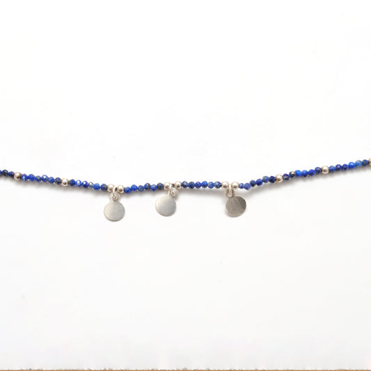 18" Natural Lapis Lazuli & Emerald Necklace – 2mm Faceted Gemstone Beads - view 3
