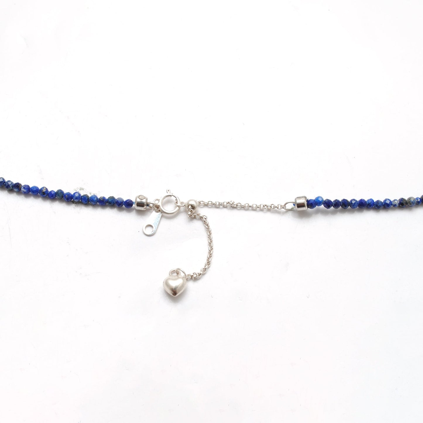 Lapis Lazuli Gemstone Beaded Silver Charm Necklace