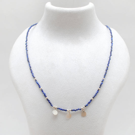 18" Natural Lapis Lazuli & Emerald Necklace – 2mm Faceted Gemstone Beads