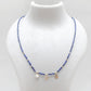 Lapis Lazuli Gemstone Beaded Silver Charm Necklace