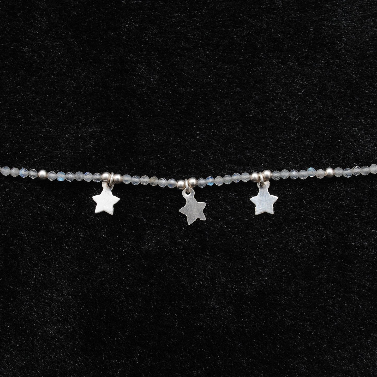 Labradorite Beaded Sterling Silver Charm Necklace