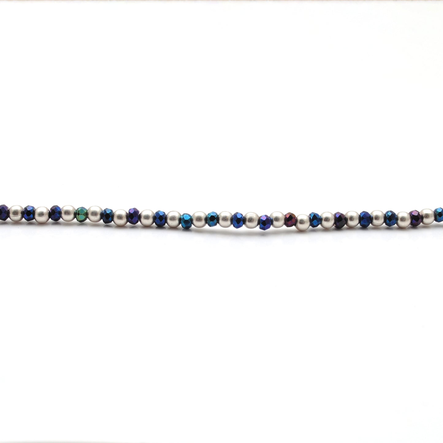 18" Blue Mystic Quartz Beaded Necklace – 2mm Faceted Gemstone Beads