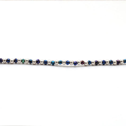 18" Blue Mystic Quartz Beaded Necklace – 2mm Faceted Gemstone Beads - view 3