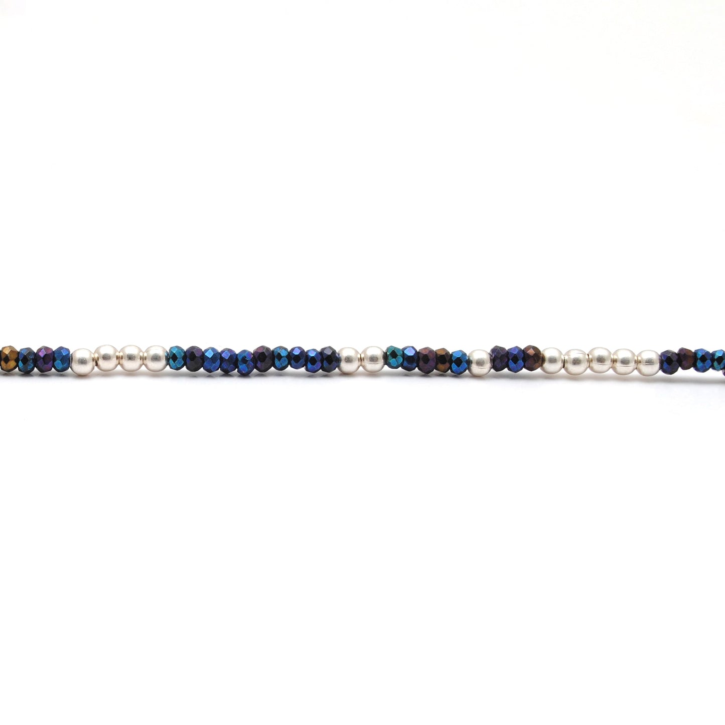 Black Spinel Blue Mystic Coated Beads Silver Necklace