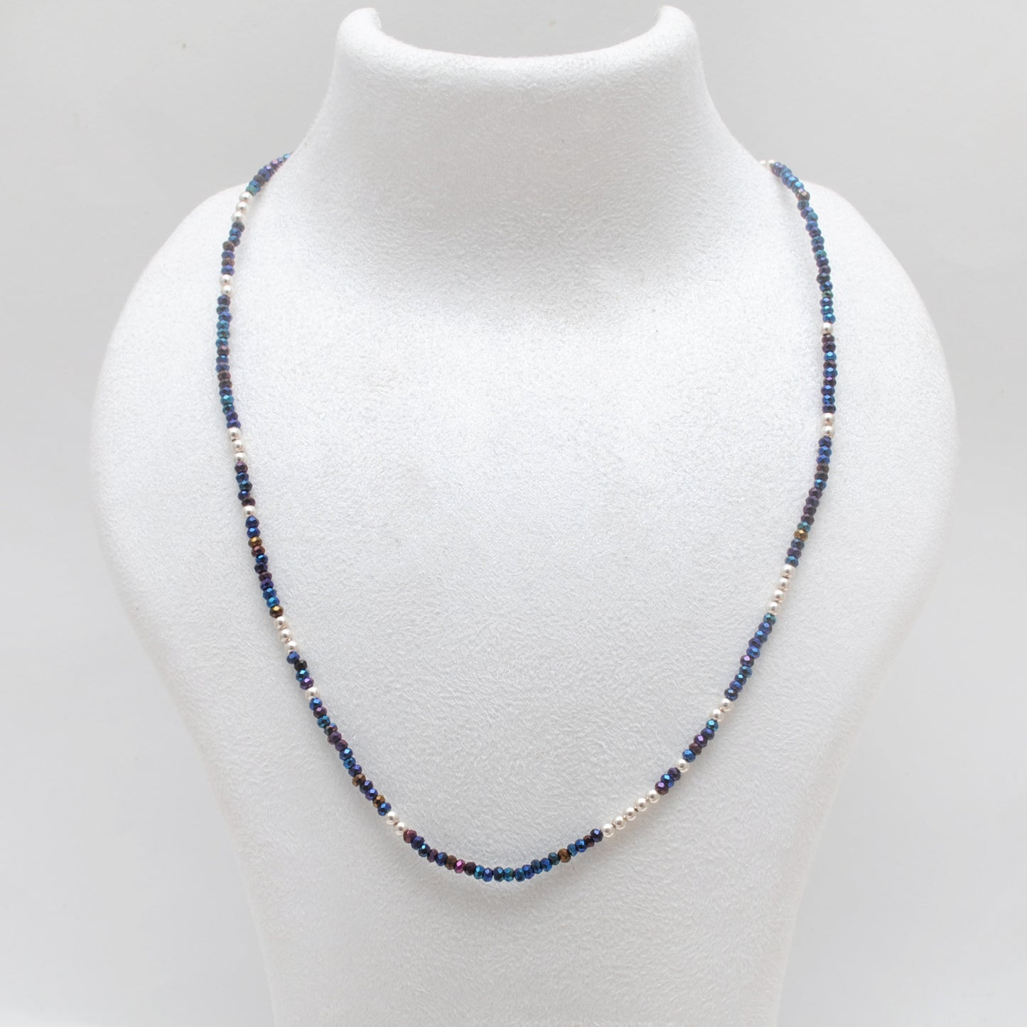 Blue Mystic Coated Beaded Necklace – 925 Sterling Silver Jewelry with Charms for Women