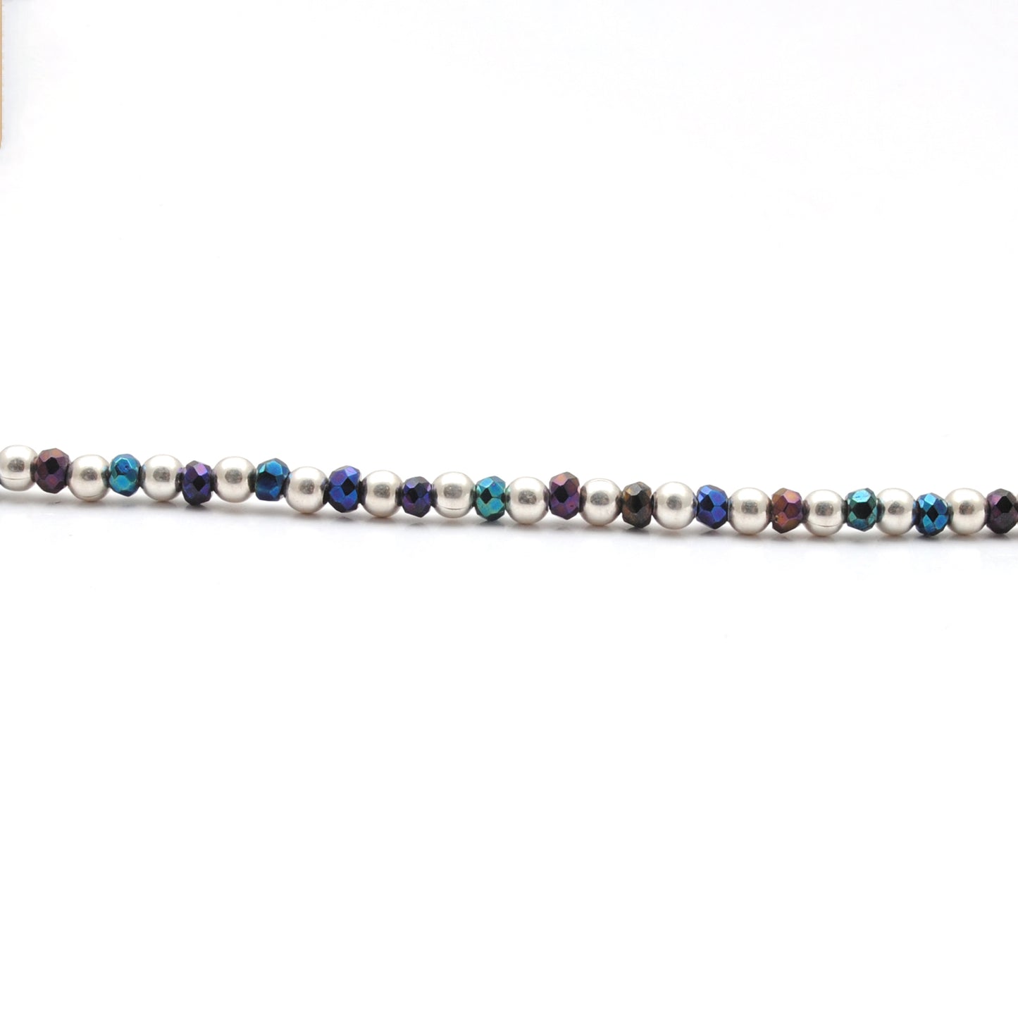 2.5mm Black Spinel Mystic Blue Coated Beaded Necklace – 925 Silver Charm Necklace