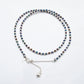 2.5mm Black Spinel Mystic Blue Coated Beaded Necklace – 925 Silver Charm Necklace