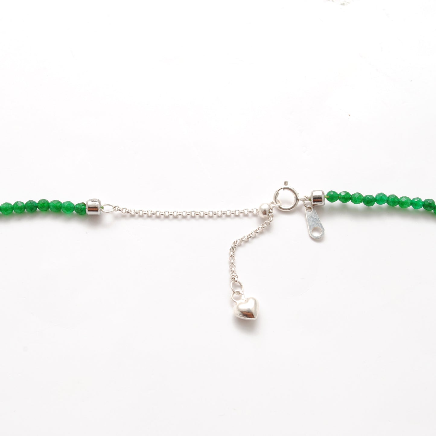 Natural Emerald Beaded Necklace – 925 Sterling Silver Charm Necklace